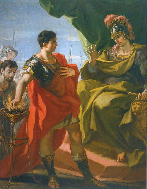 PELLEGRINI, Giovanni Antonio Mucius Scevola before Porsenna oil painting image